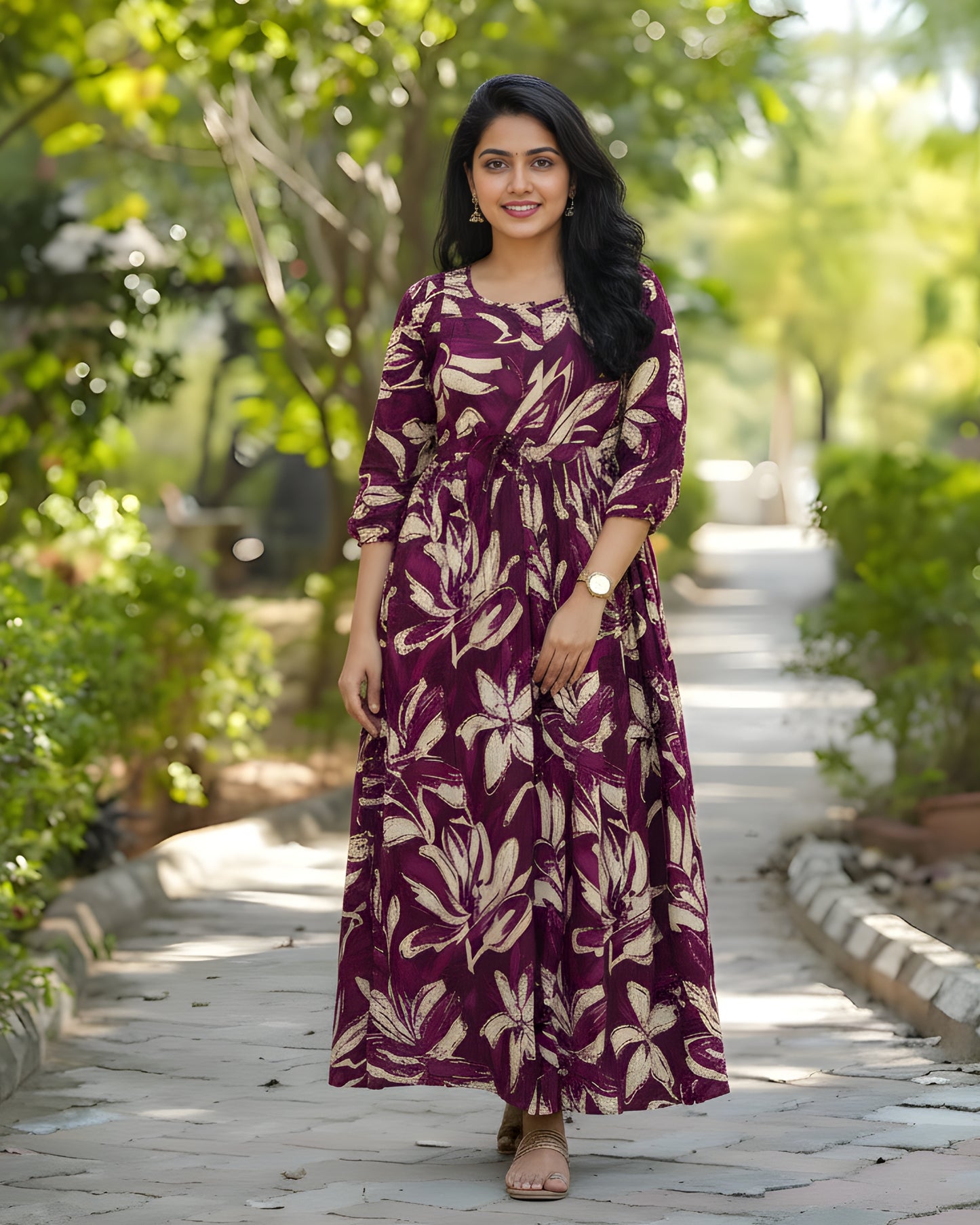 Jasmine Purple - Maternity Kurti with Feeding Zips - Soft Rayon