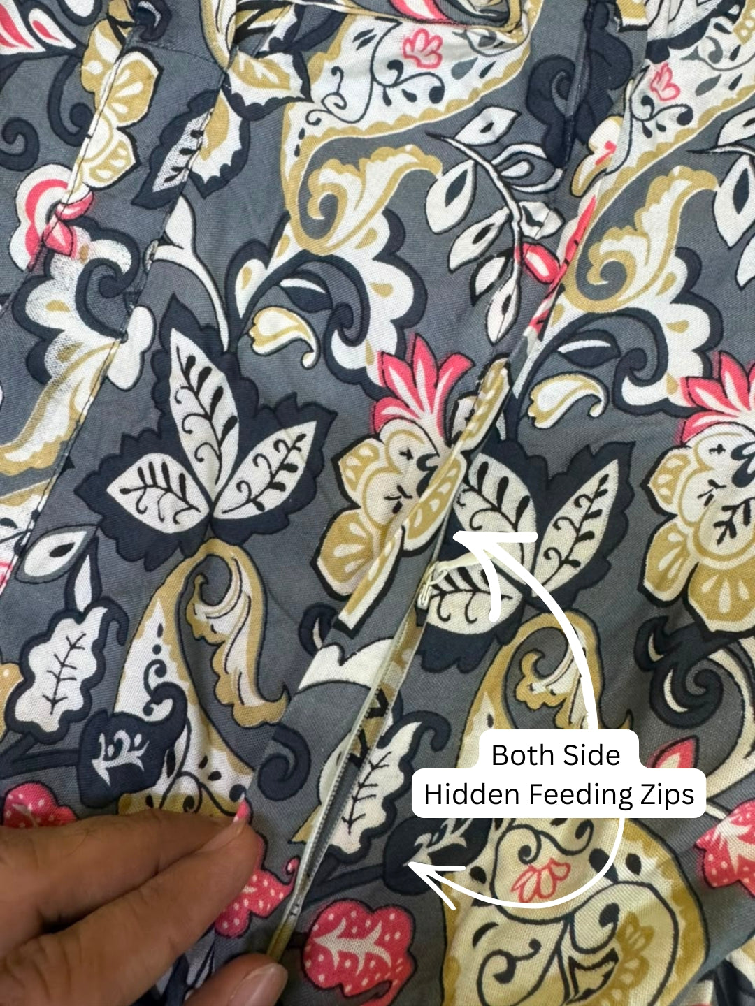 Grey Garden - Maternity Dress with Feeding Zips - Soft Rayon