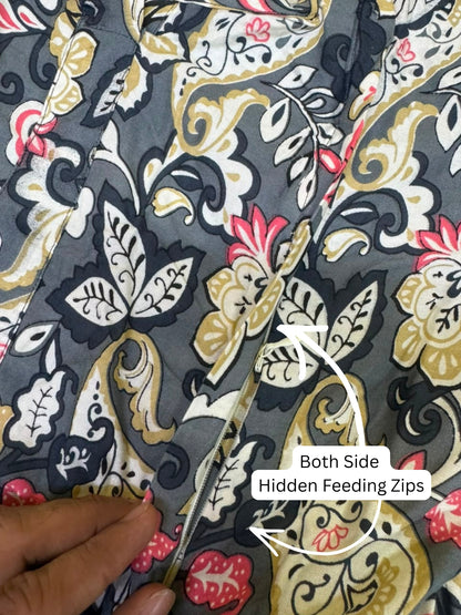 Grey Garden - Maternity Dress with Feeding Zips - Soft Rayon