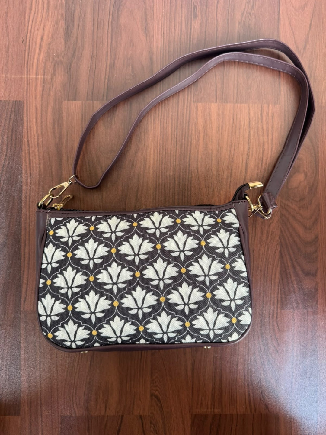 AMARA - Black White Flower - Shoulder Bag & Sling