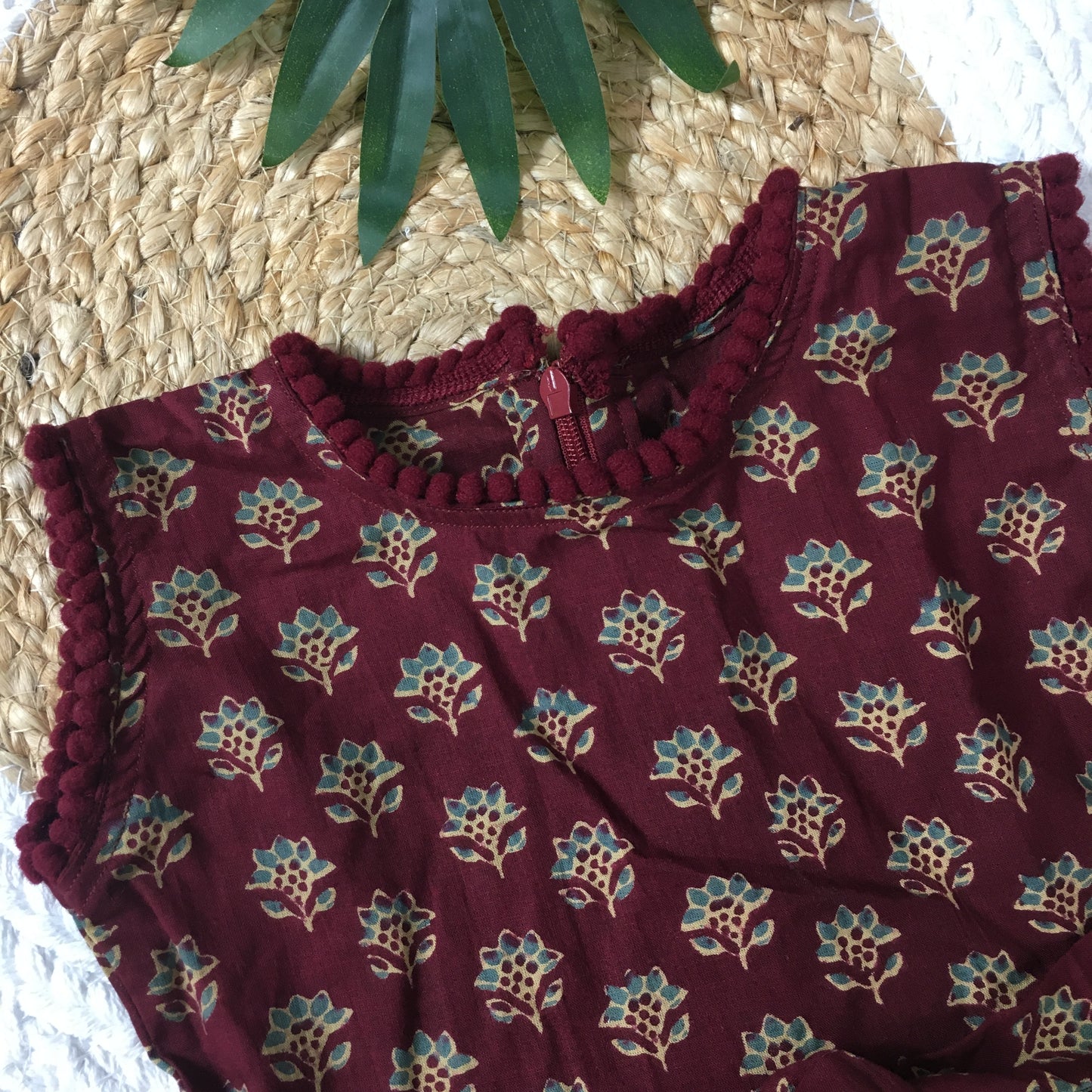 Baby Frock - Maroon Wine Flower