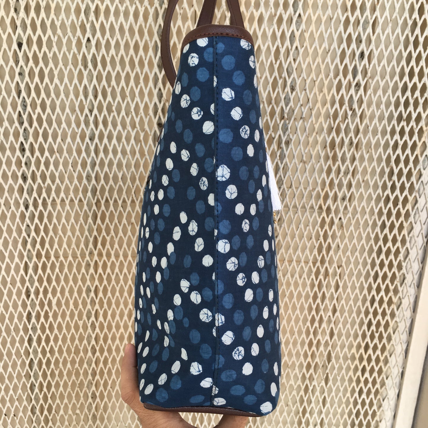 Blue Polka Dots - Printed Tote Bag