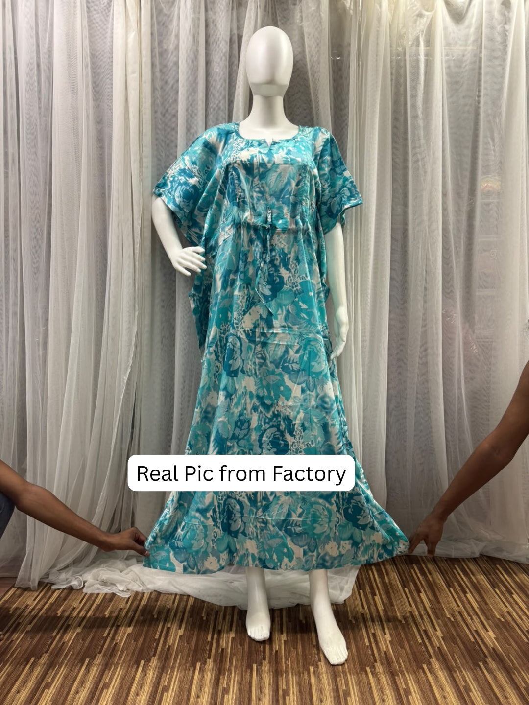 Kaftan - Tropical Sea Blue - Maternity  Feeding Zips - Free Size - Soft Rayon