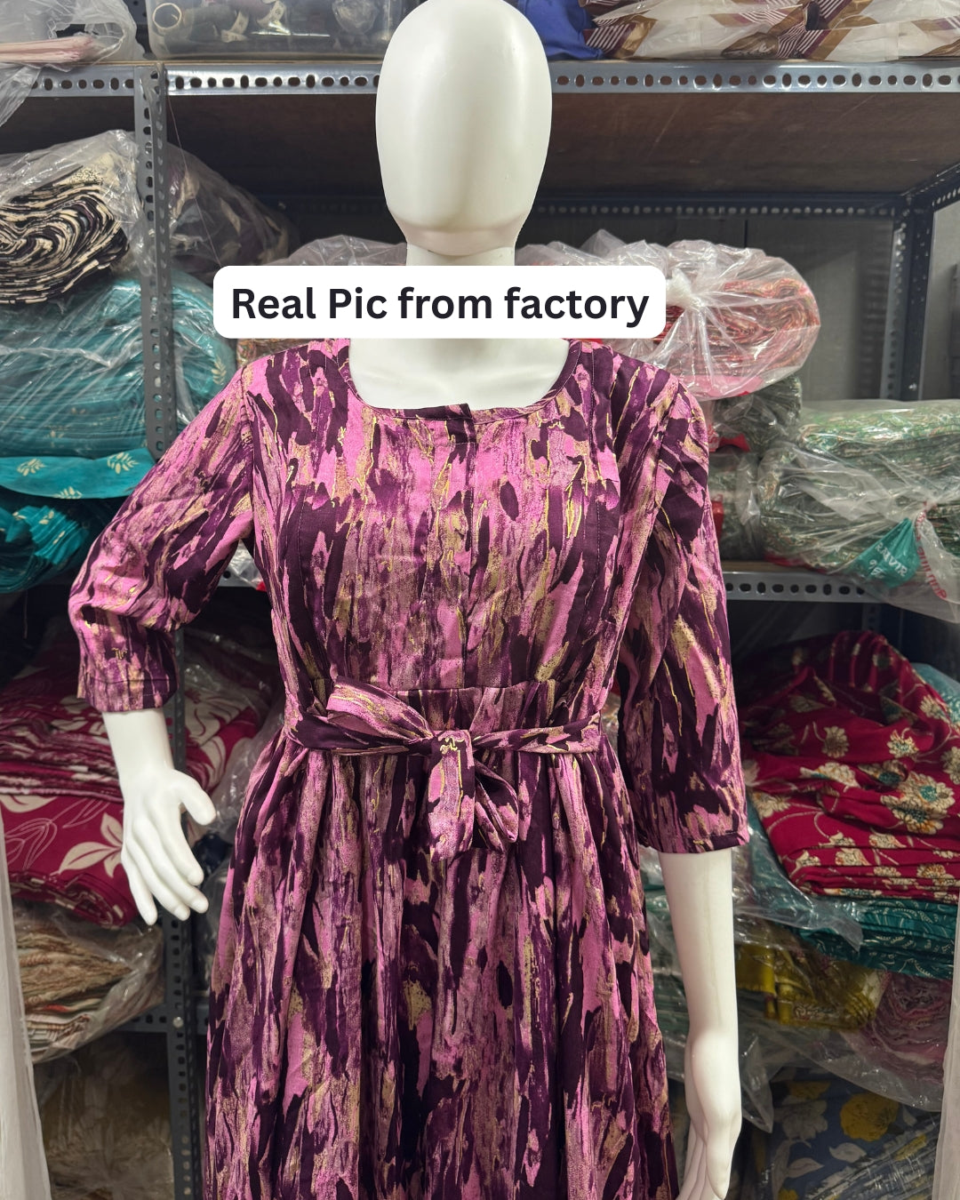 Acrylic Art - Purple - Maternity Kurti with Feeding Zips - Cotton Flex - Thicker Fabric