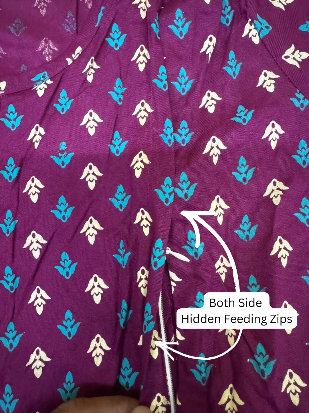 Kairavi - Purple - Maternity Dress with Feeding Zips - Soft Rayon