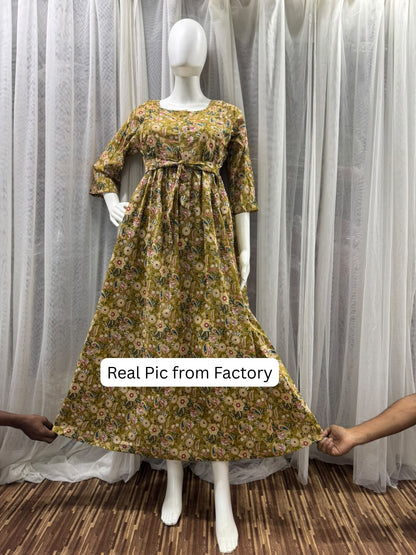 Gulmohar - Dessert - Maternity Dress with Feeding Zips - Pure Cotton