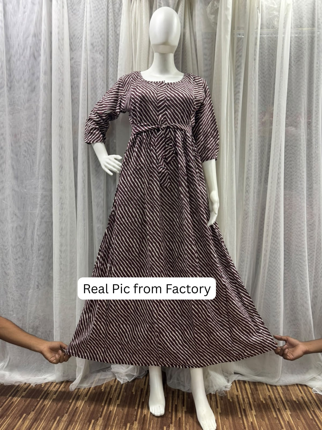 Lehriya - Brown - Maternity Dress with Feeding Zips - Soft Rayon