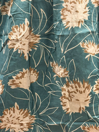 Turquoise Cream Flower - Maternity Kurti with Feeding Zips - Cotton Flex - Thicker Fabric