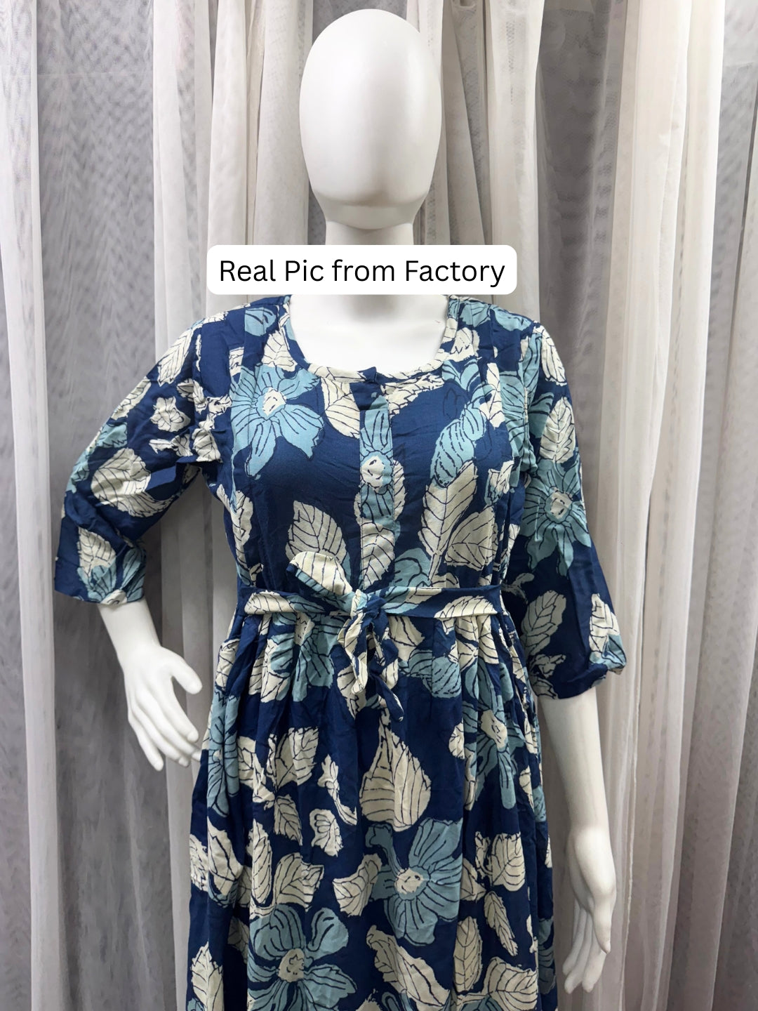 Pastel Blue - Maternity Dress with Feeding Zips - Soft Rayon