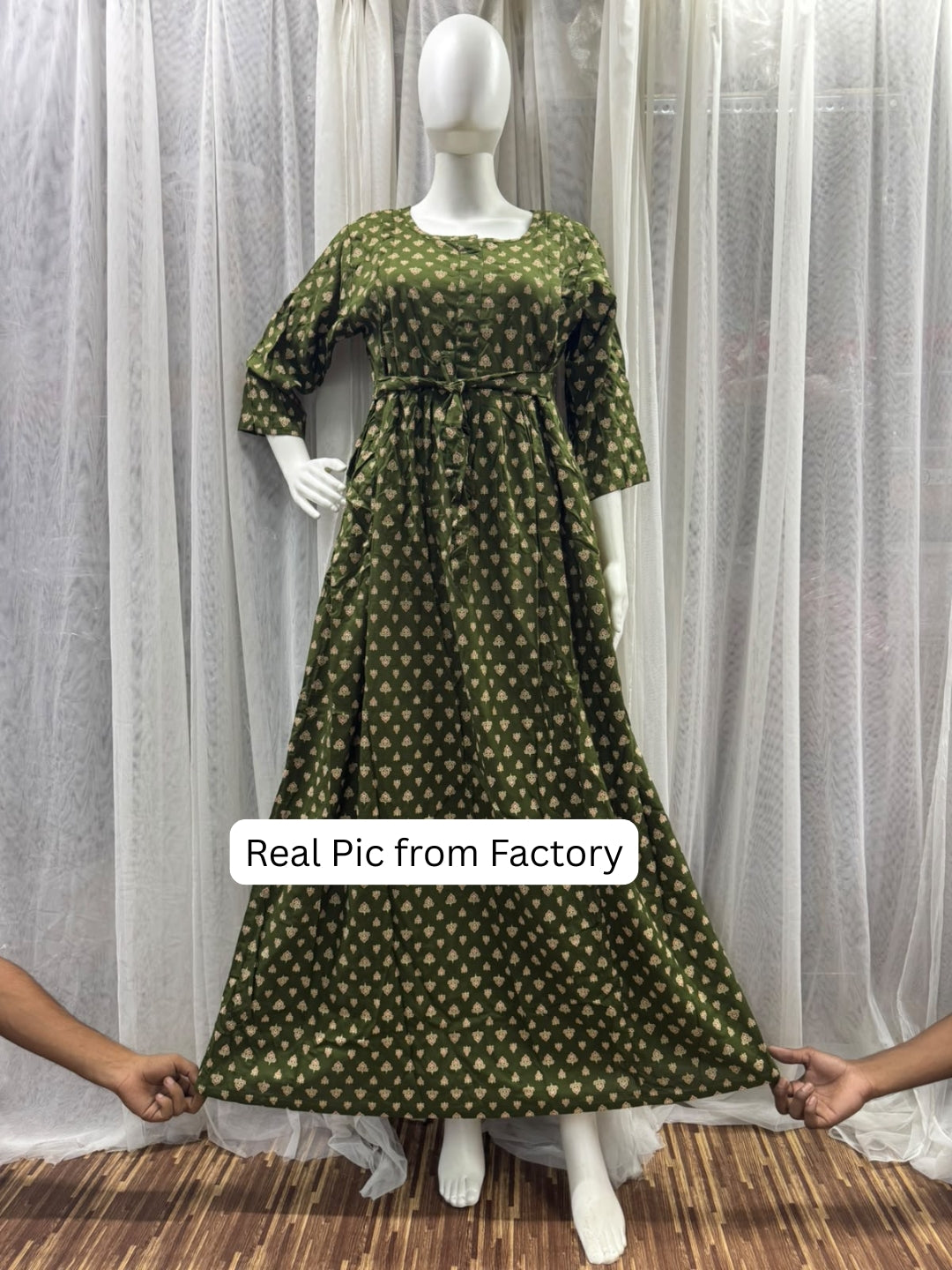 Amrapali Green - Maternity Dress with Feeding Zips - Soft Rayon