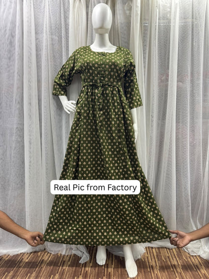 Amrapali Green - Maternity Dress with Feeding Zips - Soft Rayon
