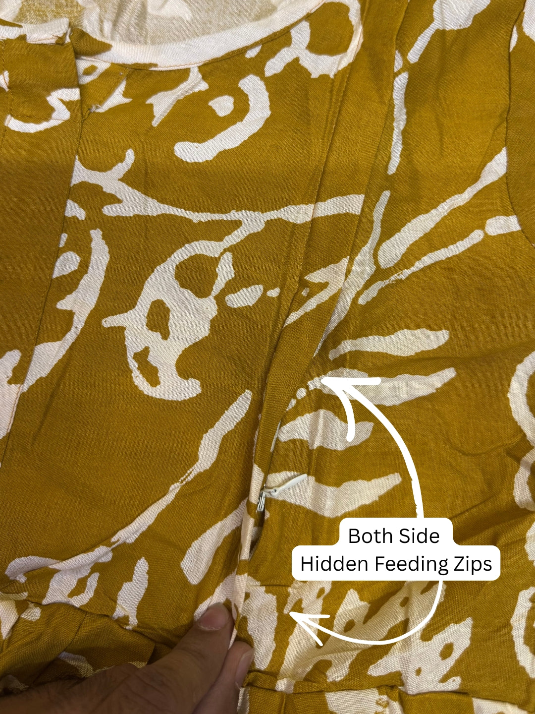 Florenza Yellow - Maternity Kurti with Feeding Zips - Soft Rayon