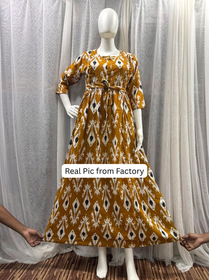White Arrow - Mustard - Maternity Dress with Feeding Zips - Soft Rayon