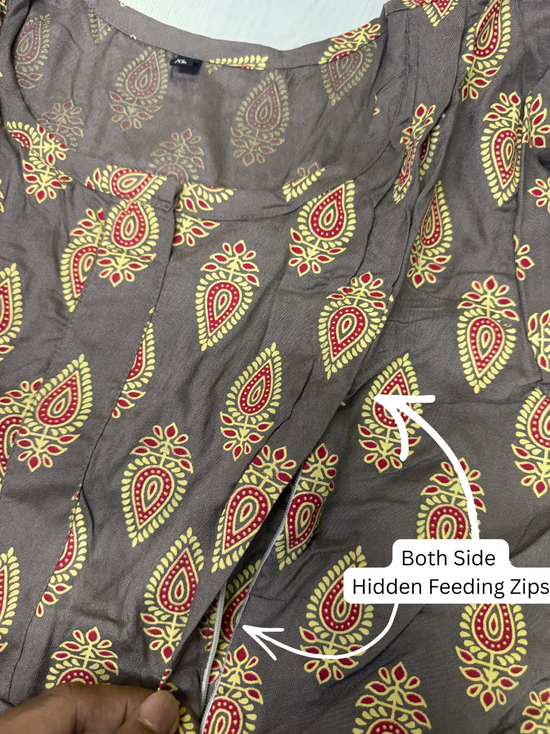 Grey Keri - Maternity Dress with Feeding Zips - Soft Rayon