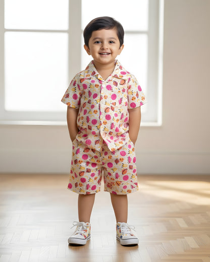 Kids Shirt & Short set - Pink Planets