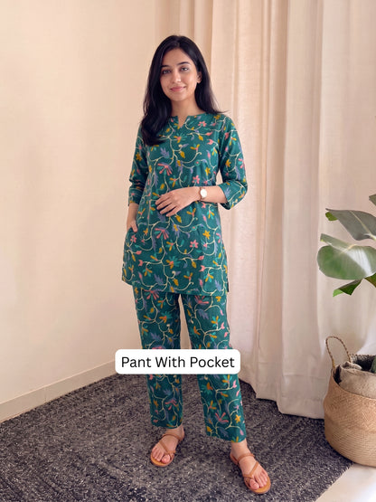 Daisy Sea Green - Cord Set - Pure Cotton