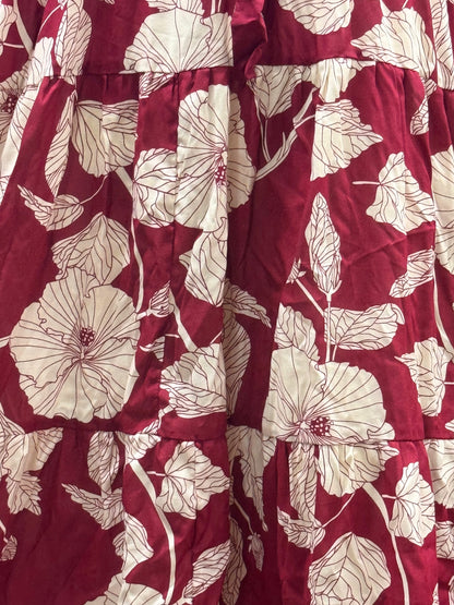 Hibiscus Maroon - Sleevless Midi Dress - Soft Rayon