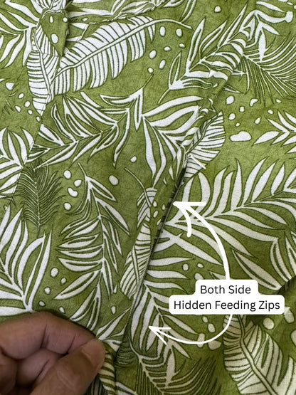 Tropical Forrest - Pista - Maternity Dress with Feeding Zips - Soft Rayon