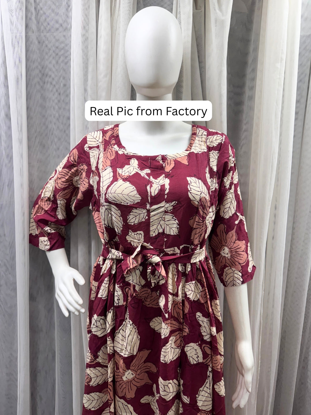 Pastel Maroon - Maternity Dress with Feeding Zips - Soft Rayon