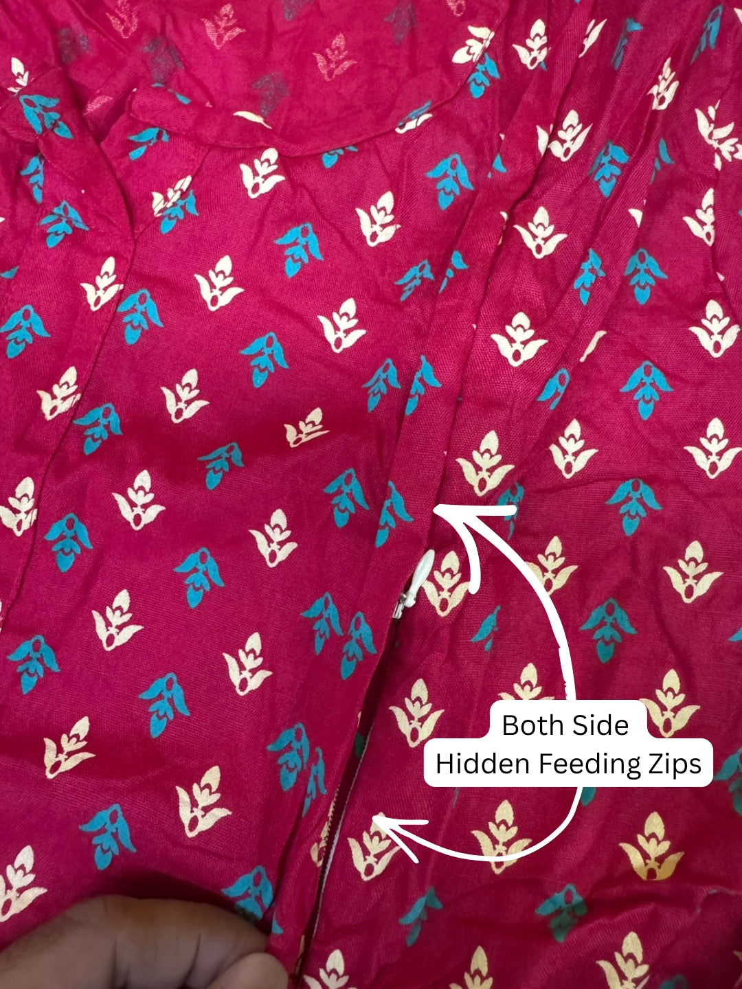 Kairavi - Pink - Maternity Dress with Feeding Zips - Soft Rayon
