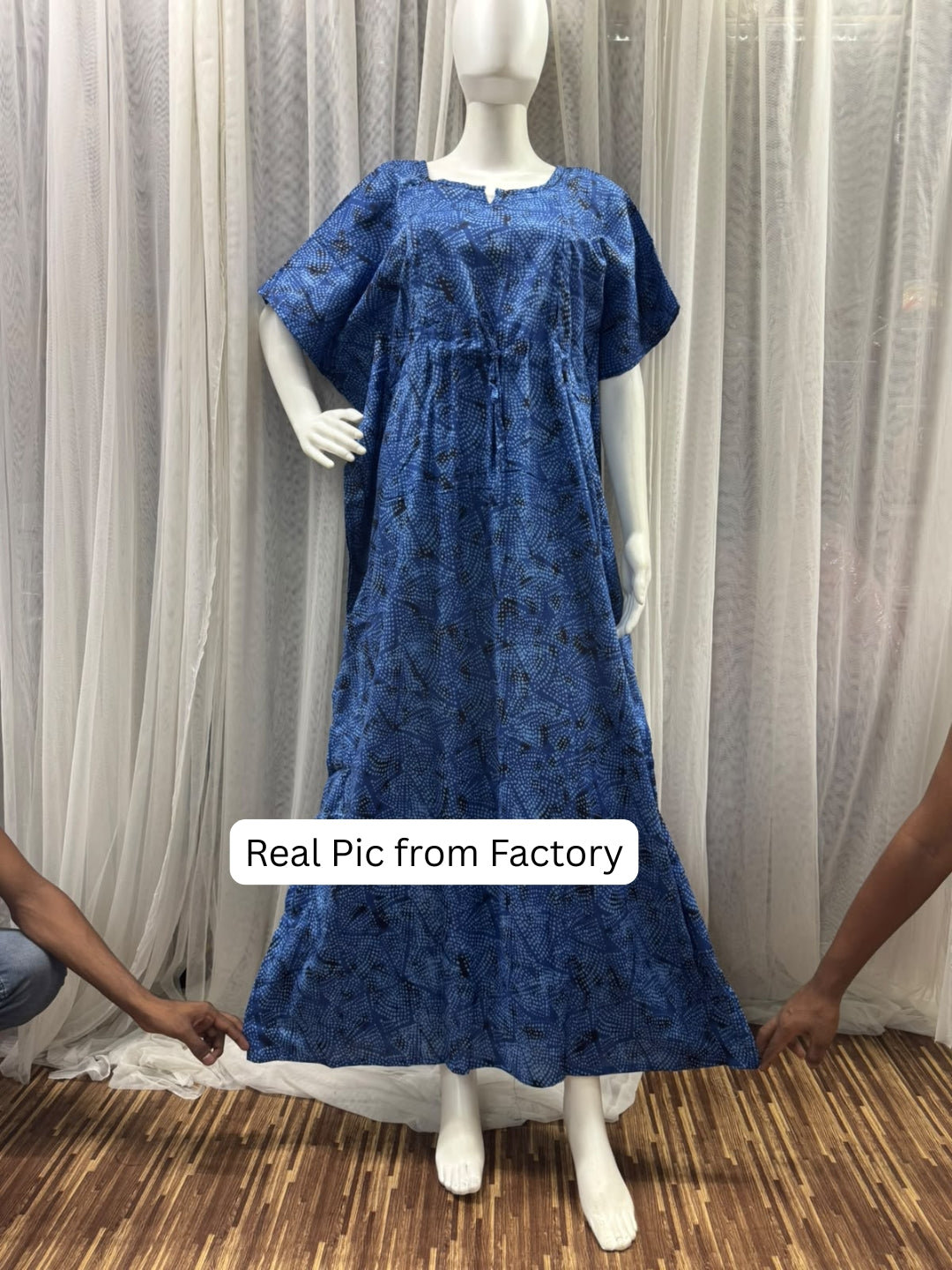 Kaftan - Indigo Charm - Maternity  Feeding Zips - Free Size - Soft Rayon