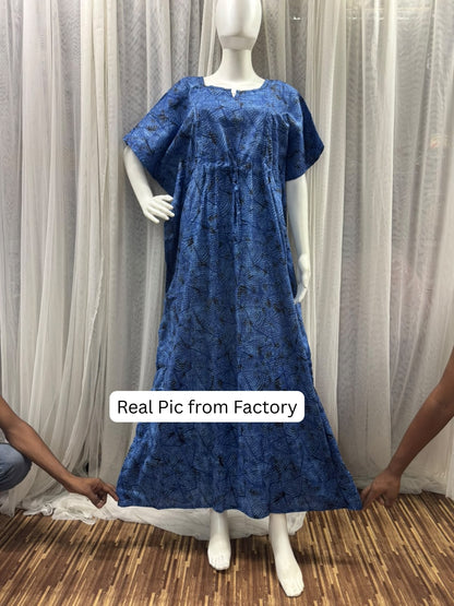 Kaftan - Indigo Charm - Maternity  Feeding Zips - Free Size - Soft Rayon