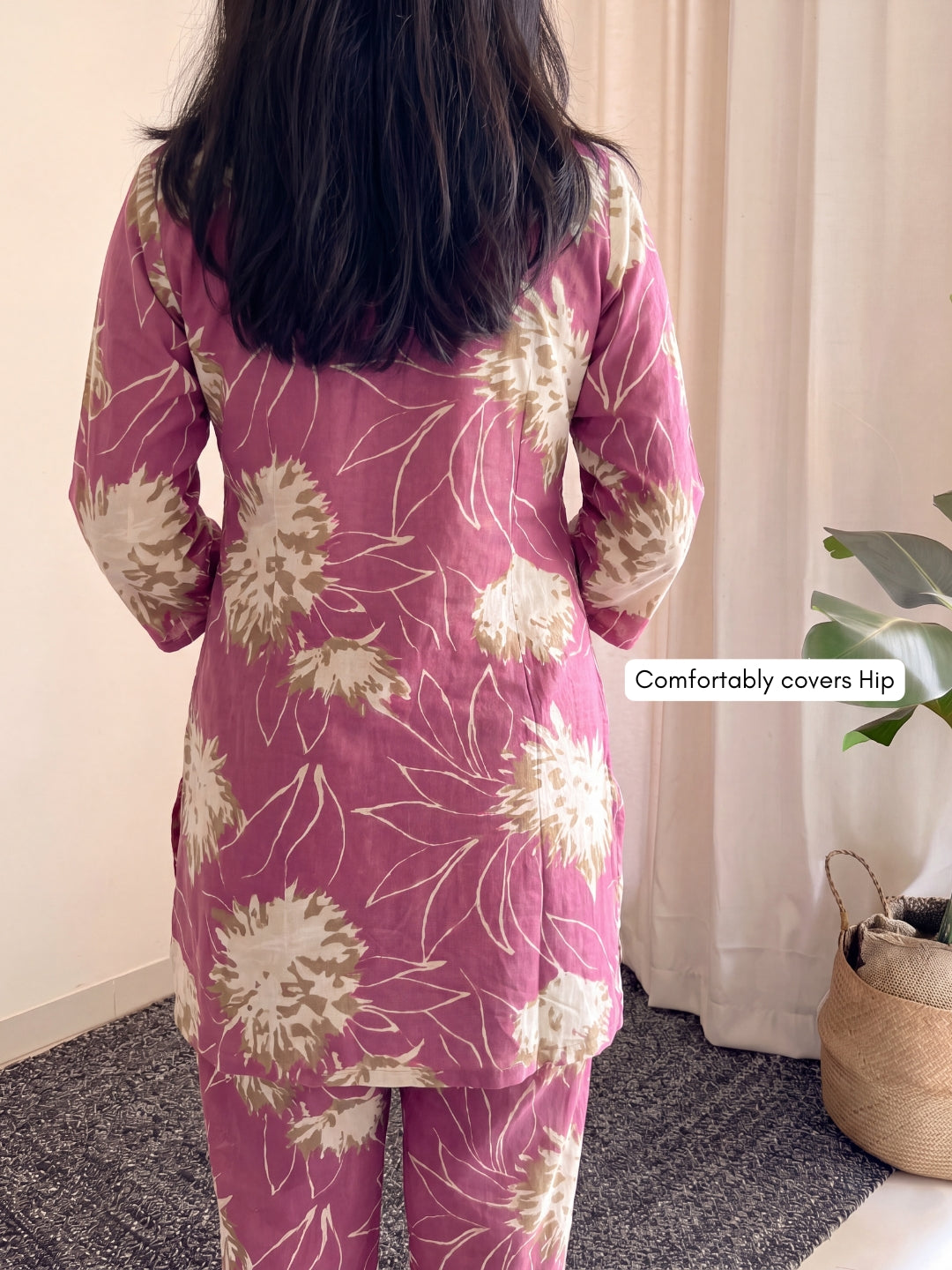 Pink Cream Flower - Cord Set - Pure Cotton