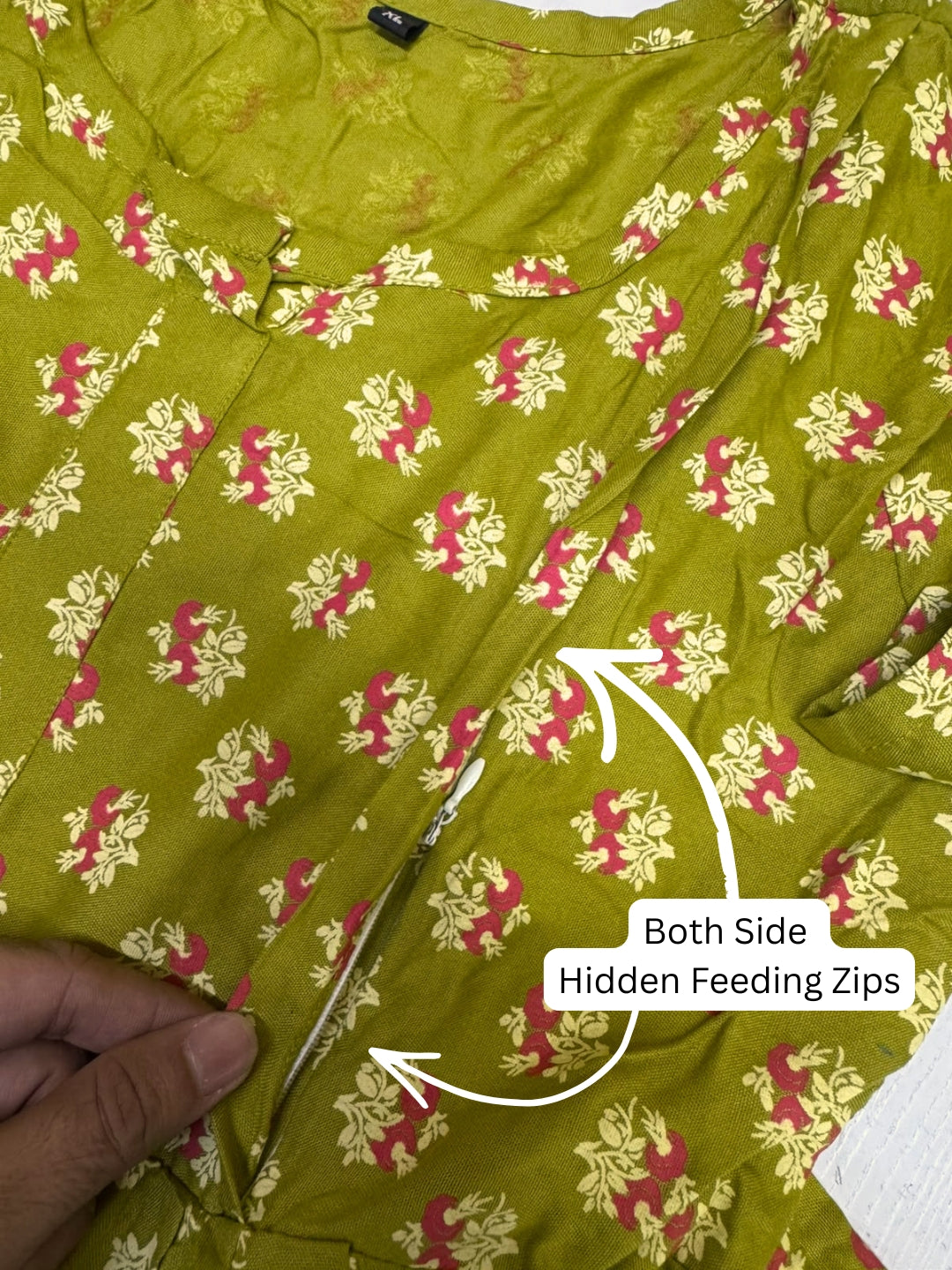 Curly Rose - Lemon - Maternity Dress with Feeding Zips - Soft Rayon