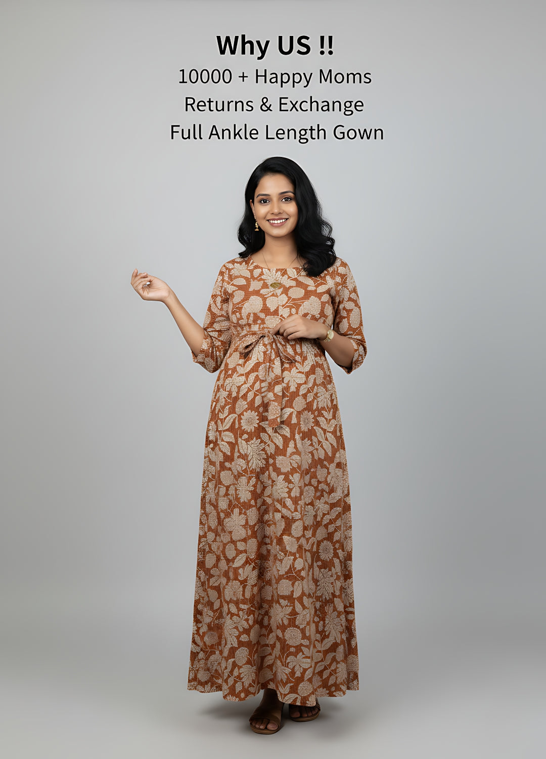 Leafy Stripes - Orange - Maternity Kurti with Feeding Zips - Soft Rayon