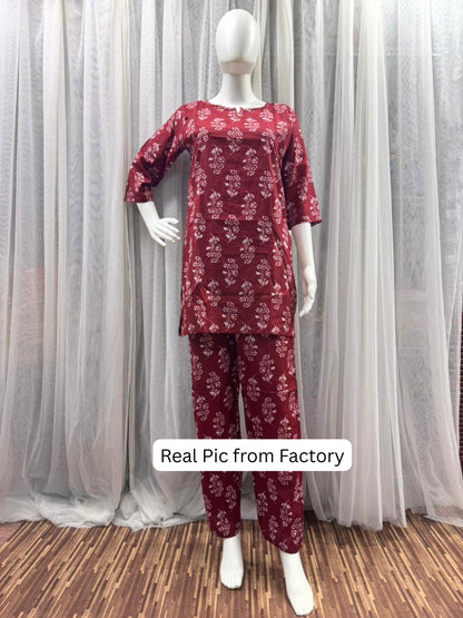 Daisy Maroon - Cord Set - Pure Cotton