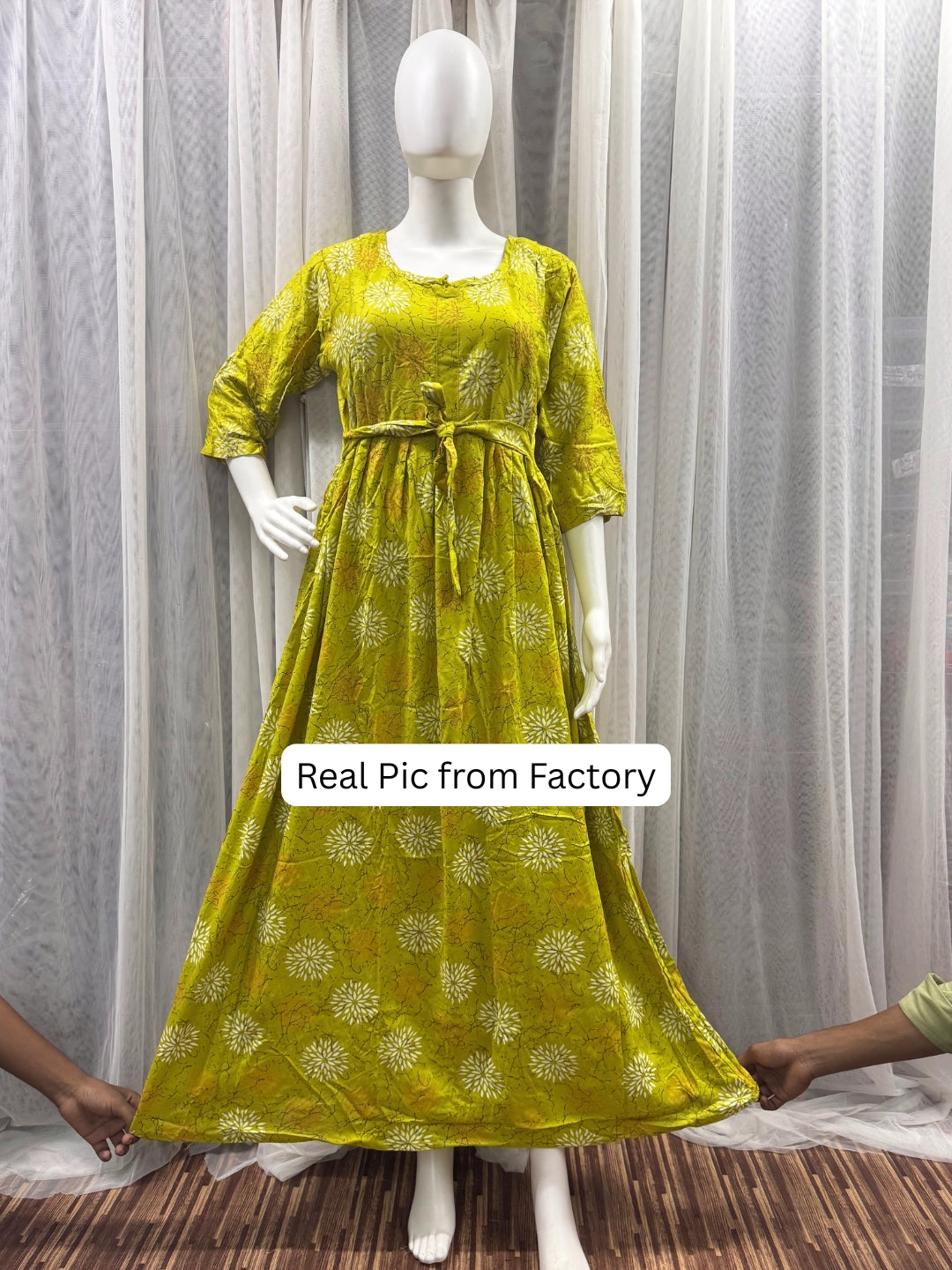 Marigold Rayon - Lemon White - Maternity Kurti with Feeding Zips - Soft Rayon