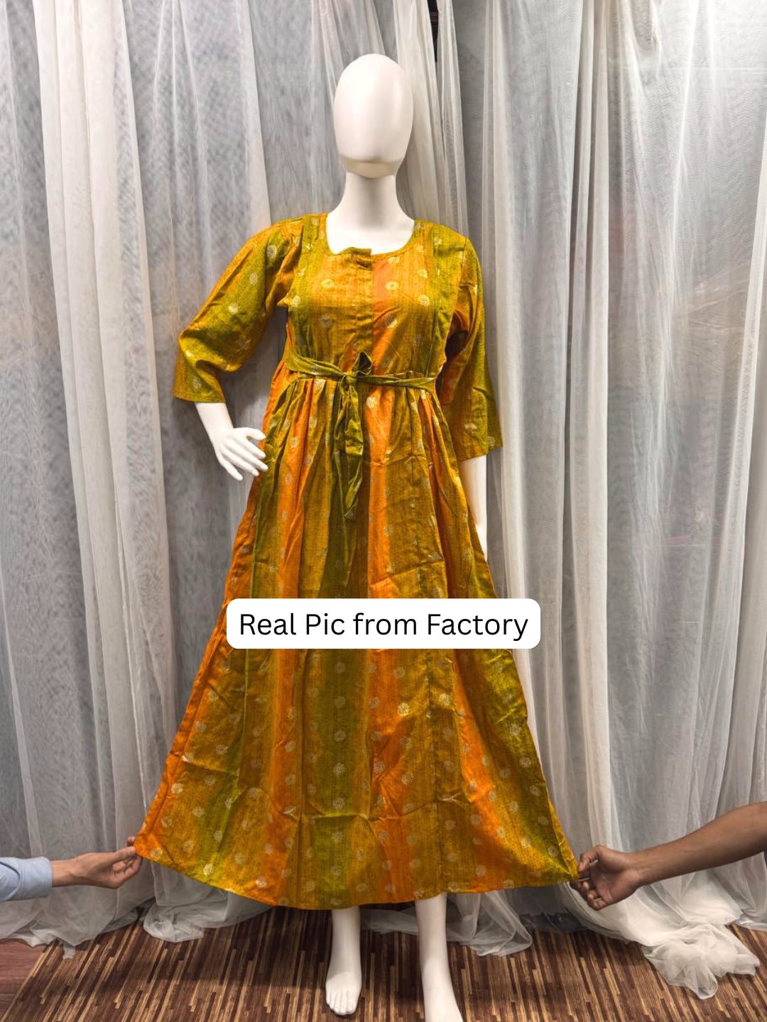 Gold Flower - Yellow  - Maternity Kurti with Feeding Zips - Soft Rayon