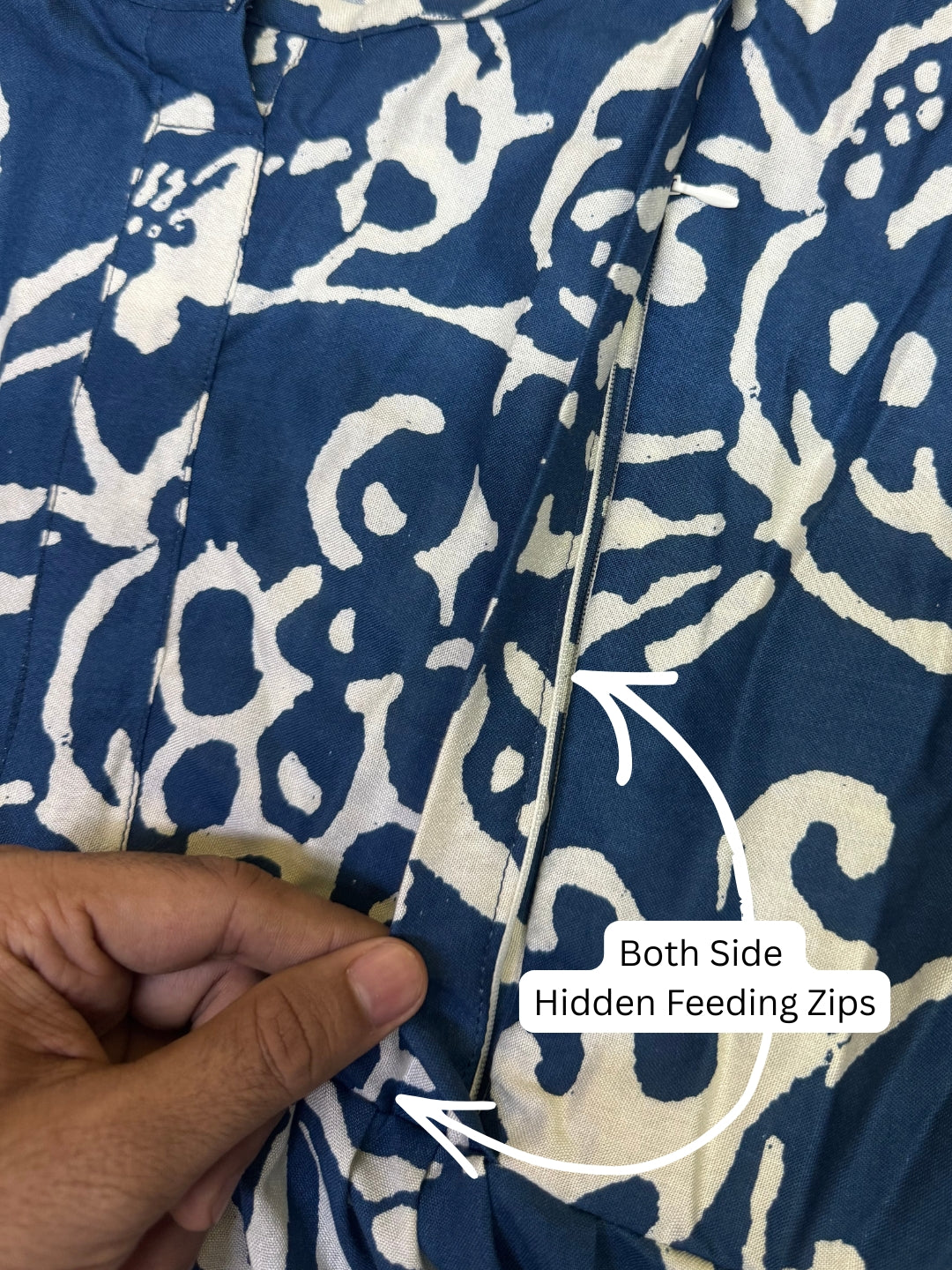 Florenza Blue - Maternity Dress with Feeding Zips - Soft Rayon