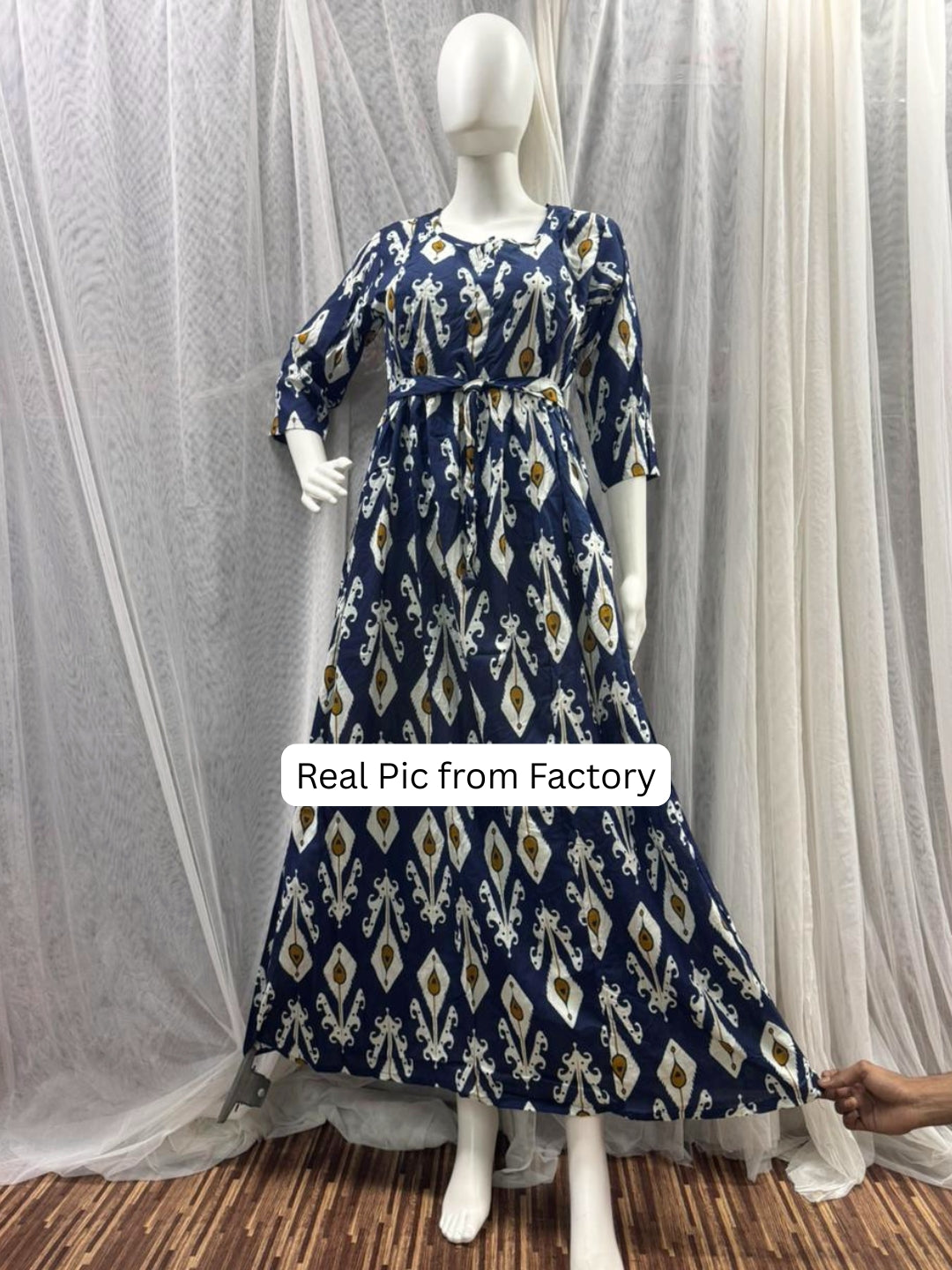 White Arrow - Blue - Maternity Dress with Feeding Zips - Soft Rayon
