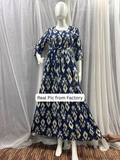 White Arrow - Blue - Maternity Dress with Feeding Zips - Soft Rayon