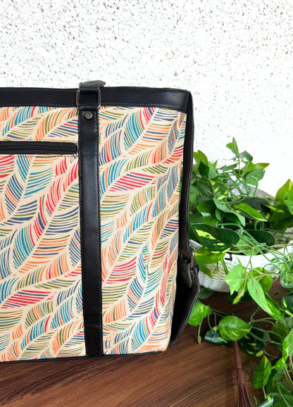Multi Leaves - Office & College Tote Bag with Laptop Compartment