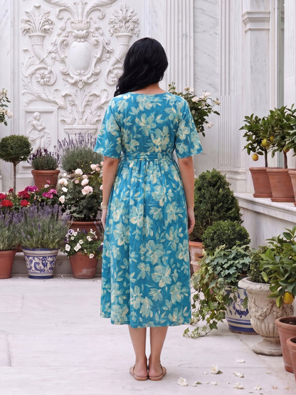 Jasmine Firozi - Short Sleeves Midi Dress -  Pure Cotton