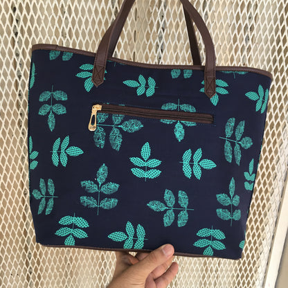 Blue Leaf - Printed Tote Bag