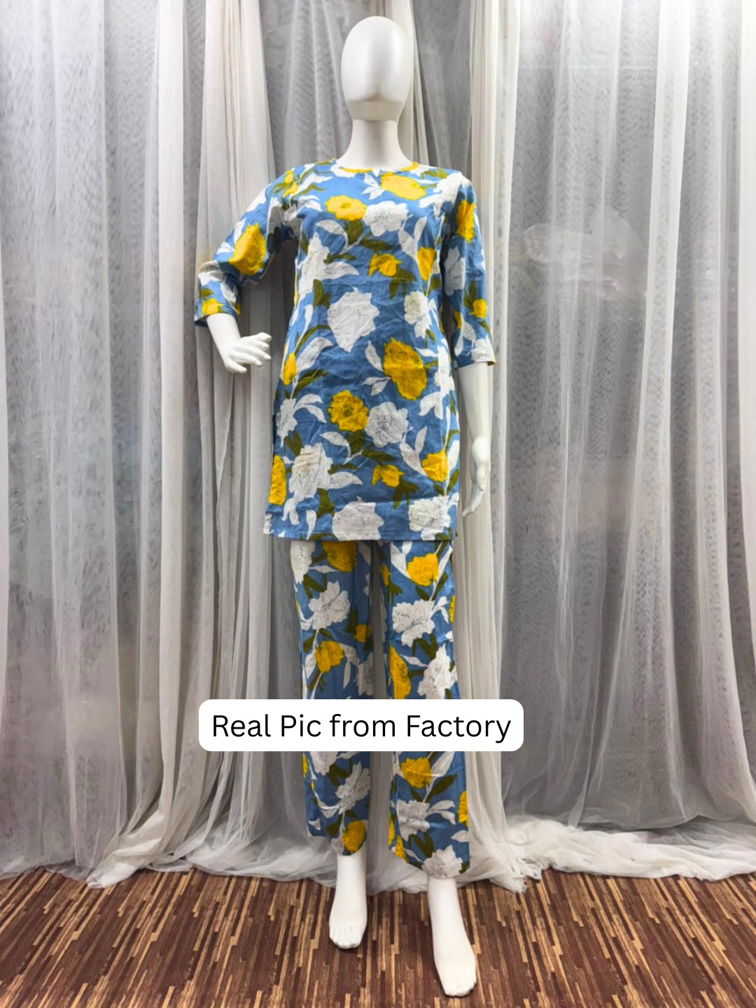 Mix Flower - Sky Blue - Cord Set - Pure Cotton