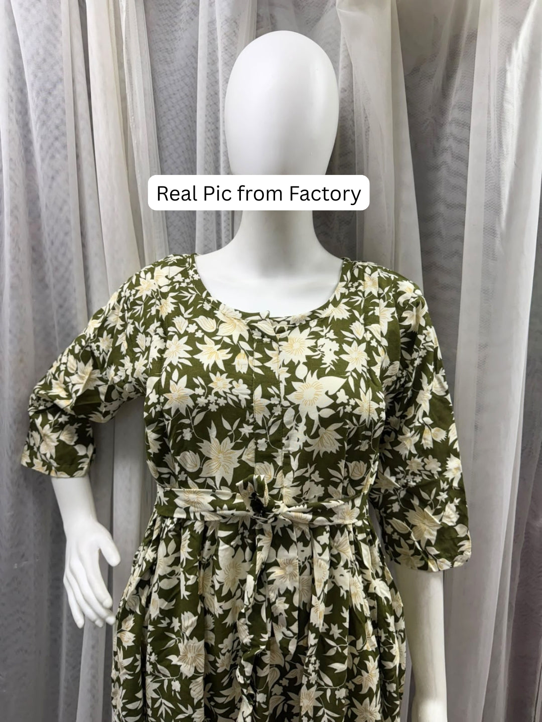 Wildstar - Green - Maternity Dress with Feeding Zips - Soft Rayon