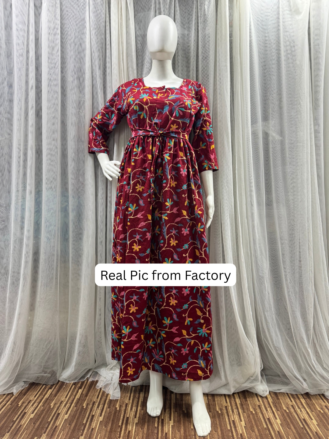 Red Daisy - Maternity Kurti with Feeding Zips - Pure Cotton