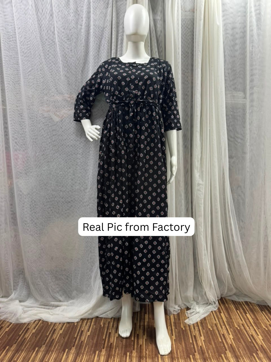 Black Red - Maternity Dress with Feeding Zips - Soft Rayon