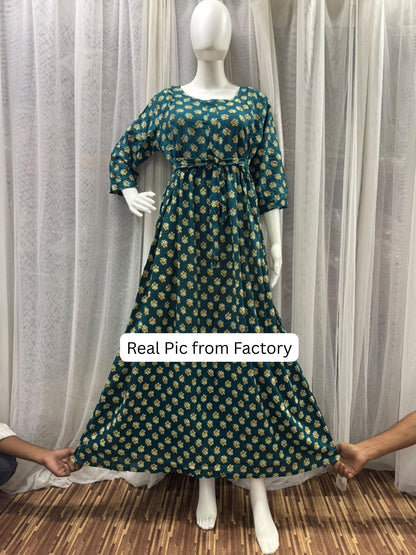 Curly Rose - Blue - Maternity Dress with Feeding Zips - Soft Rayon