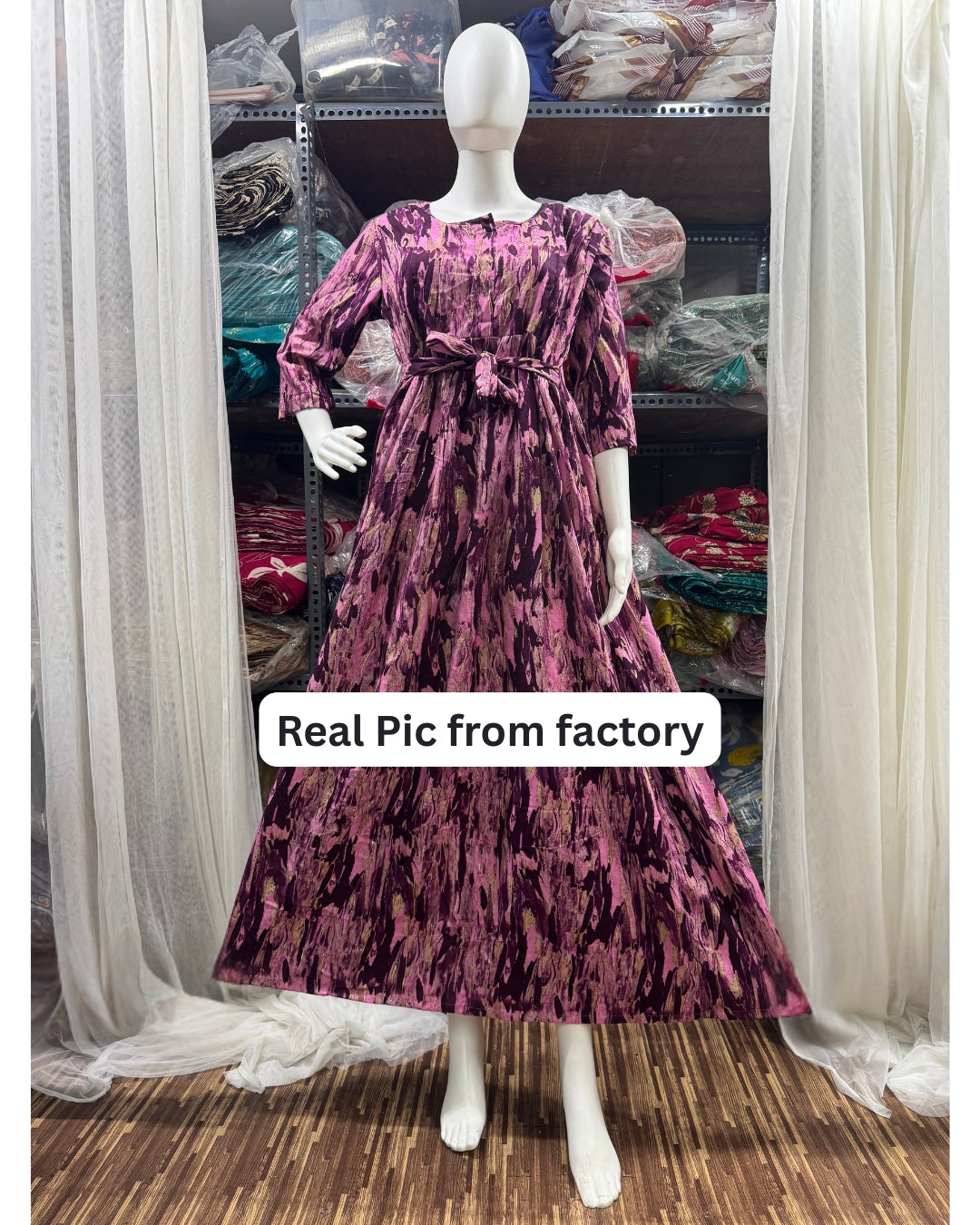 Acrylic Art - Purple - Maternity Kurti with Feeding Zips - Cotton Flex - Thicker Fabric