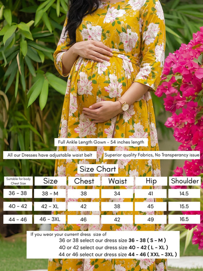 Exotic Yellow - Maternity Dress with Feeding Zips - Pure Cotton