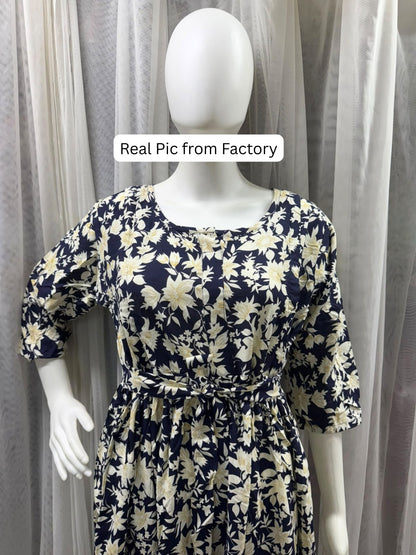 Wildstar - Blue - Maternity Dress with Feeding Zips - Soft Rayon