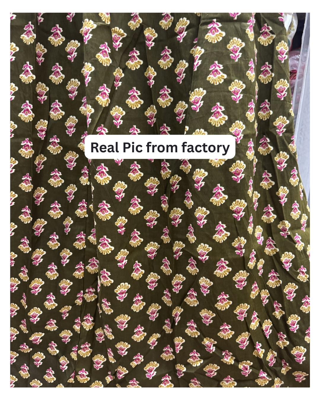 Green Pink Flower - Maternity Kurti with Feeding Zips - Soft Rayon