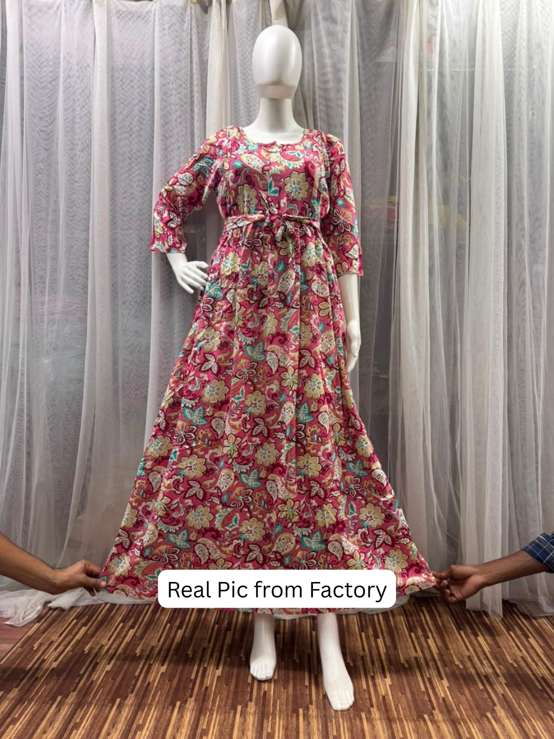 Pink Garden - Maternity Dress with Feeding Zips - Soft Rayon