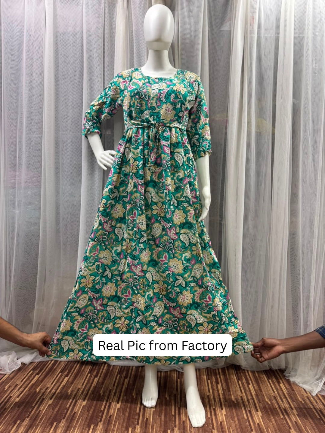 Sea Green Garden - Maternity Dress with Feeding Zips - Soft Rayon