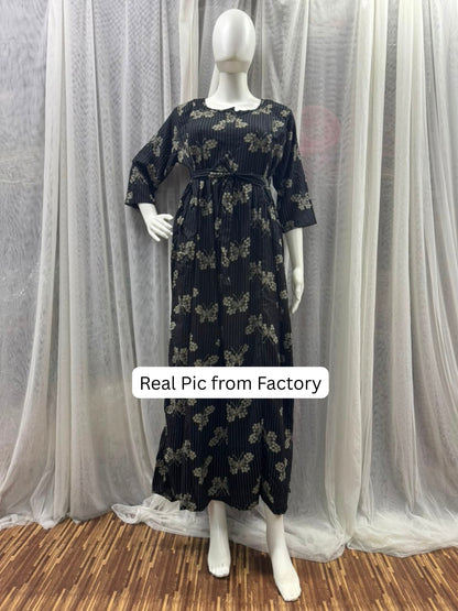 Black Butterfly - Maternity Dress with Feeding Zips - Soft Rayon